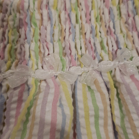 Seersucker smocked pastel striped dress baby todler girl 12-18 months - Picture 5 of 6